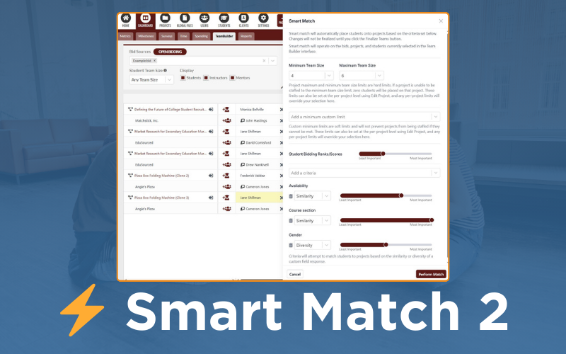 EduSourced Smart Match 2: Automated + Optimized Student Team Building